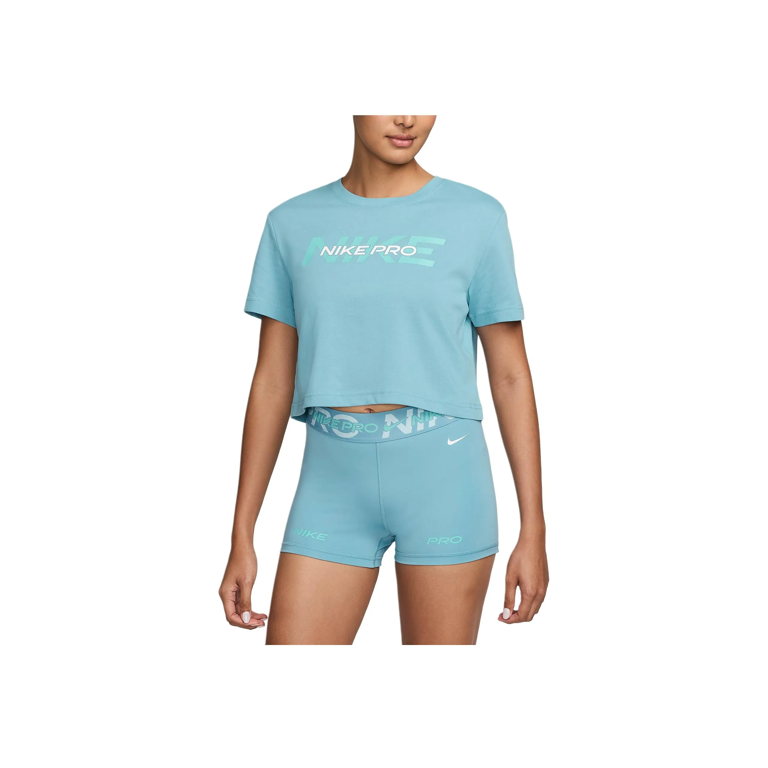 Nike Pro Regular T Shirt Women's Turquoise Denim