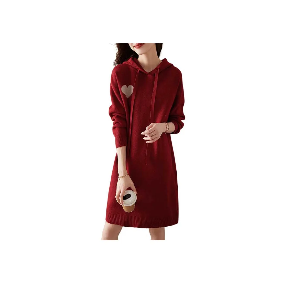 Mo Han Yi Mei Long Sleeved Dresses Women's Red