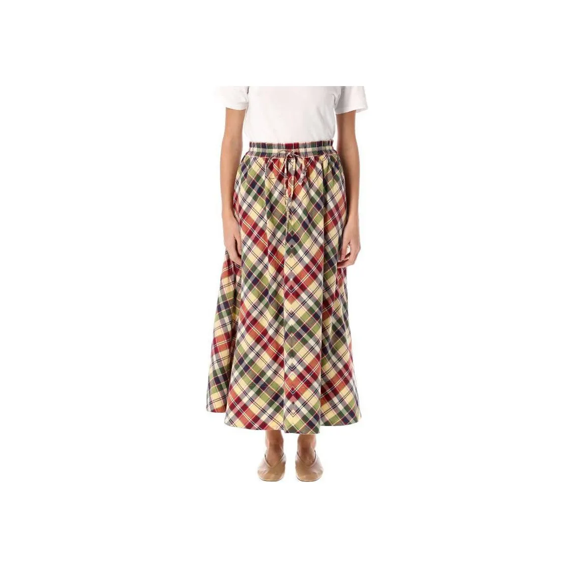 Polo Ralph Lauren Plaid Drawstring Maxi Skirt
