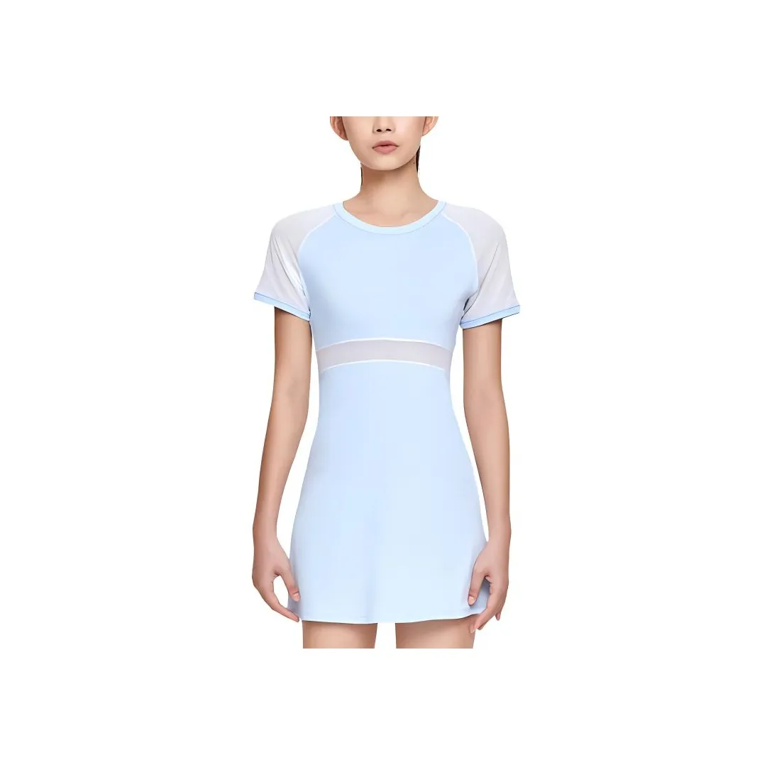 Particle Fever Короткий рукав Платье Женское Кашемировый синий