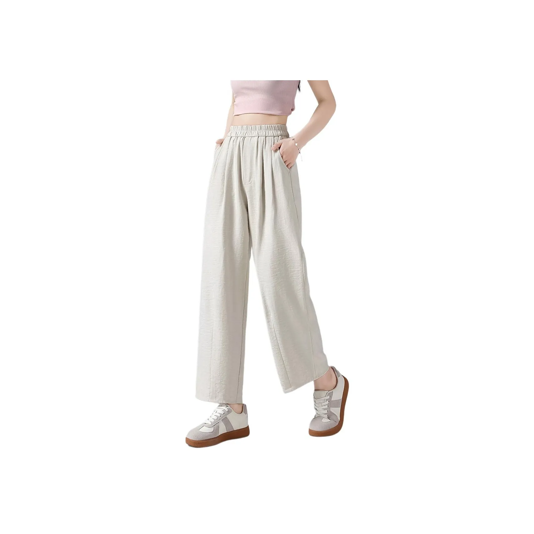 BALENO Легкие Дышащие Yamamoto Брюки Milkshake HIGH RISE Похудение Lazy Ankle Длина Брюки Лето Женские