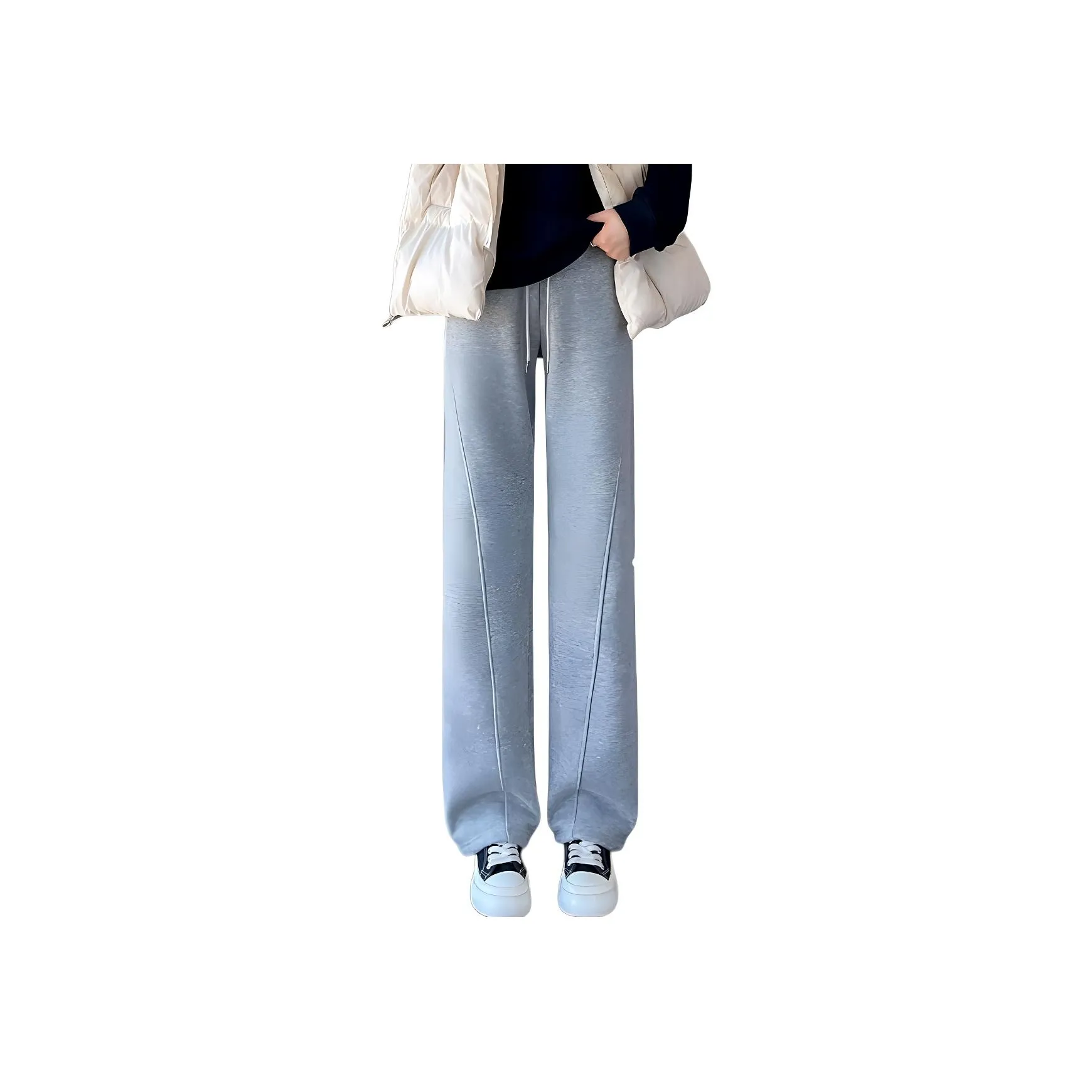 Yench'a Casual Pants Women's Light Gray-[ Ankle-Length Pants ]