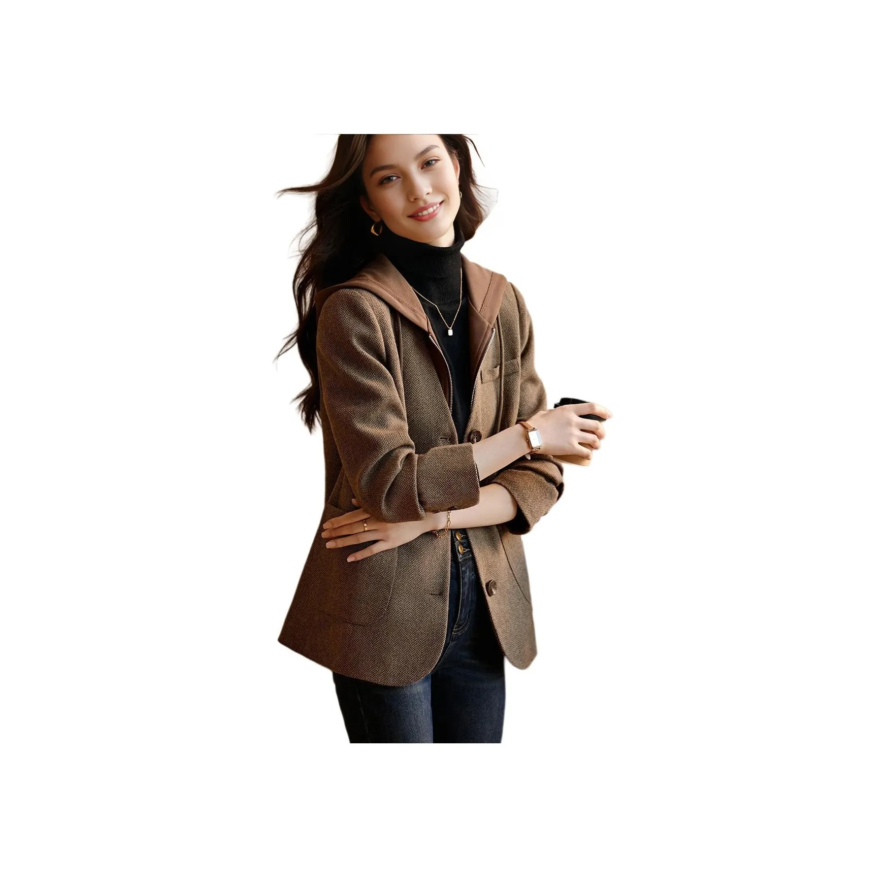 Mo Han Yi Mei Jackets & Coats Women's Coffee