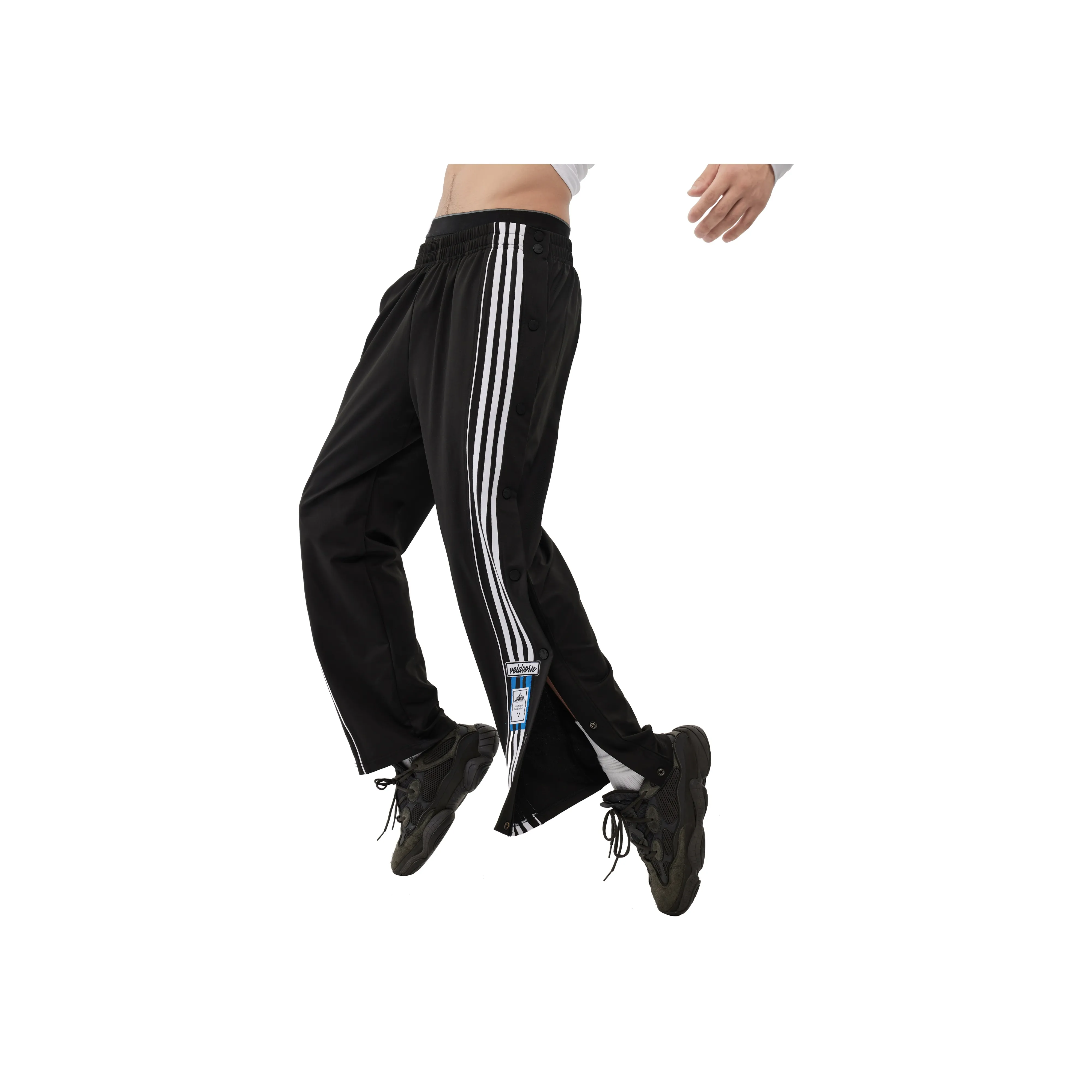 VEIDOORN QUICK Release Повседневные брюки Свободный крой Вертикальные Широкие штаны Унисекс Черный