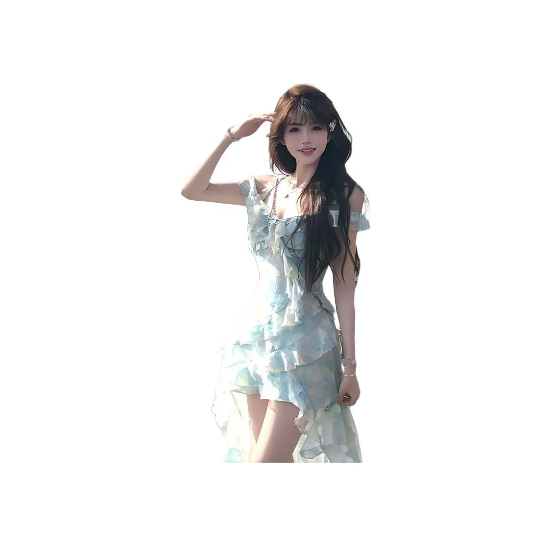 Flowers in water Slip Платье Женское