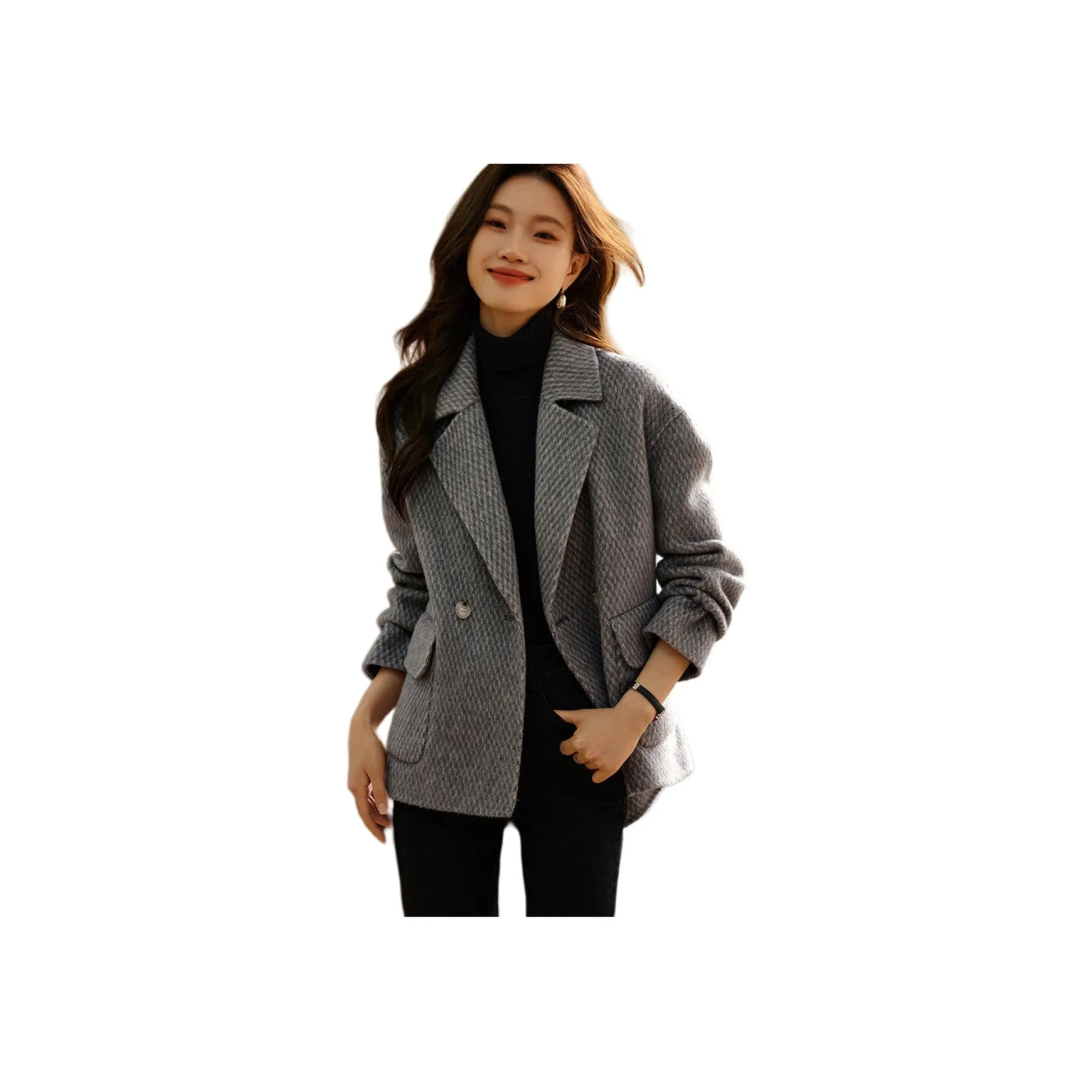 Mo Han Yi Mei Пальто Женское Серое