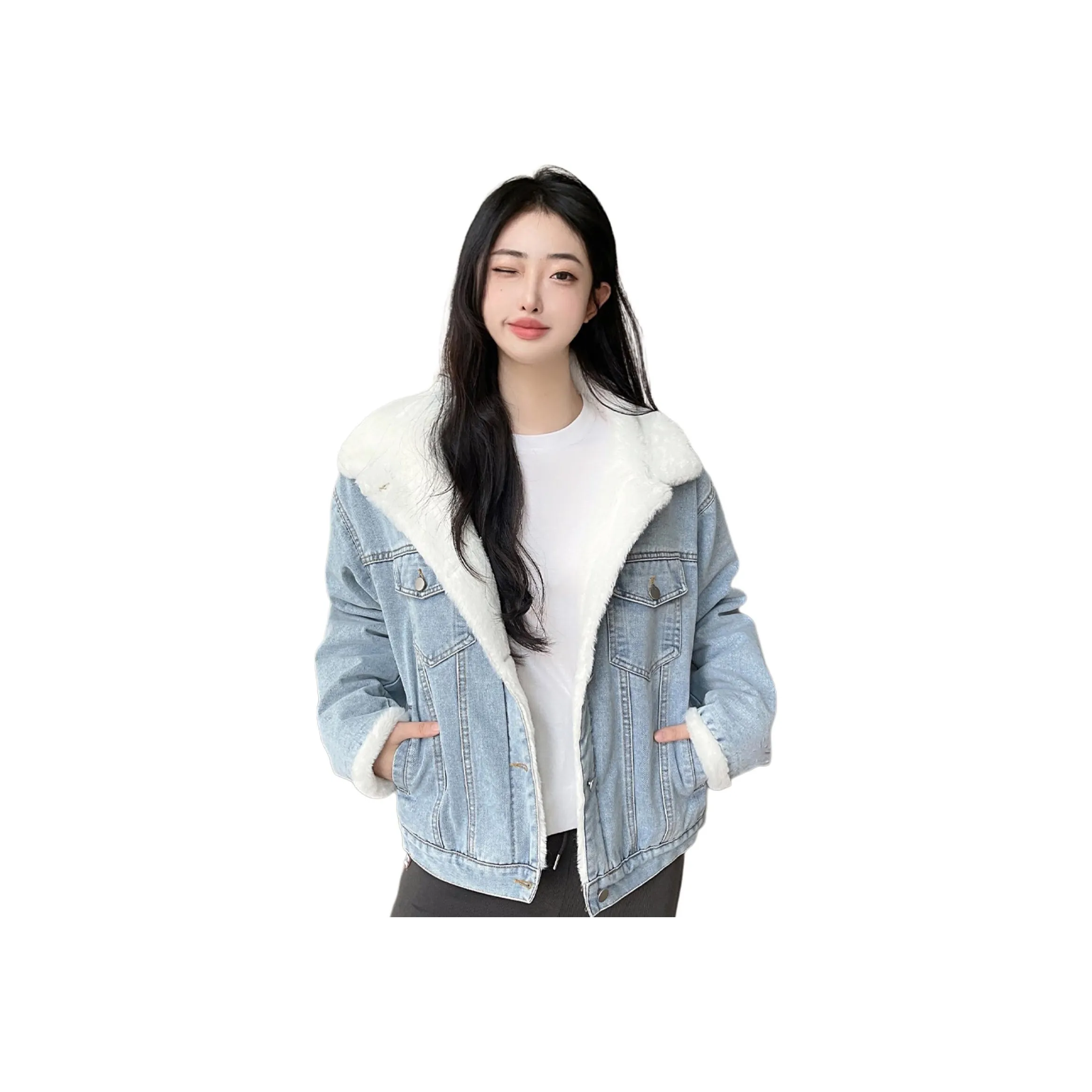 QIAOMONVHAI Denim Jacket Women's