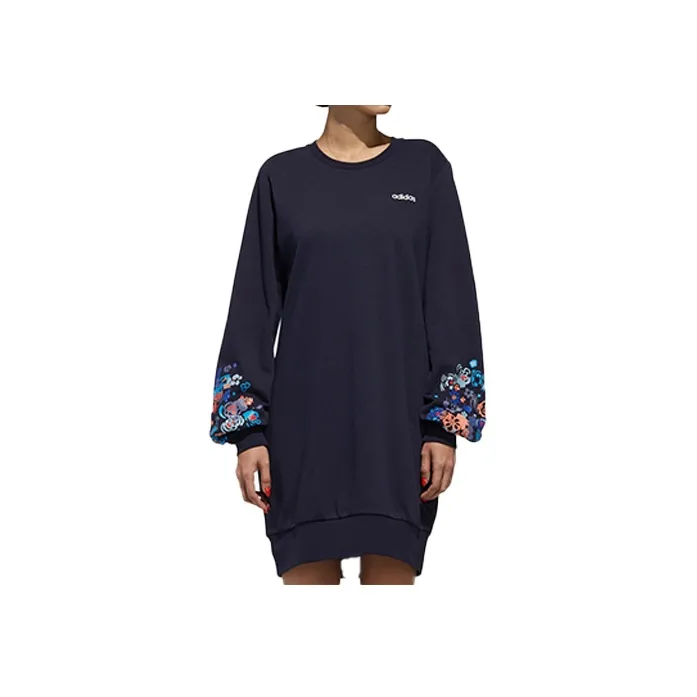 Adidas Neo Long Sleeved Dresses Women's Navy Blue Blue