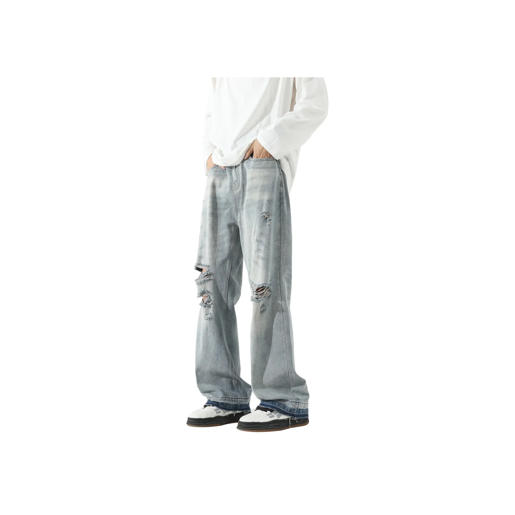 XIDELONG Jeans Unisex Light Blue
