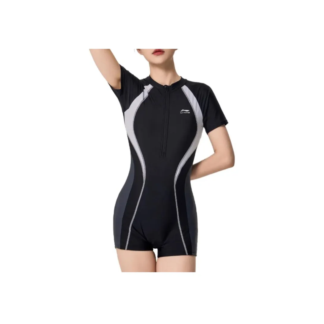 LiNing One piece Swimsuit Women's Black With White Stitching Strip