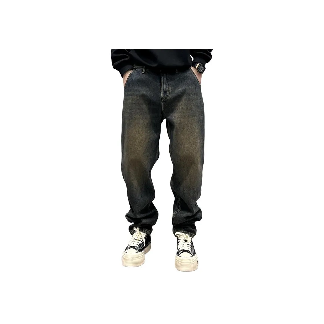 FAIRWHALE Винтажные синие унисекс джинсы