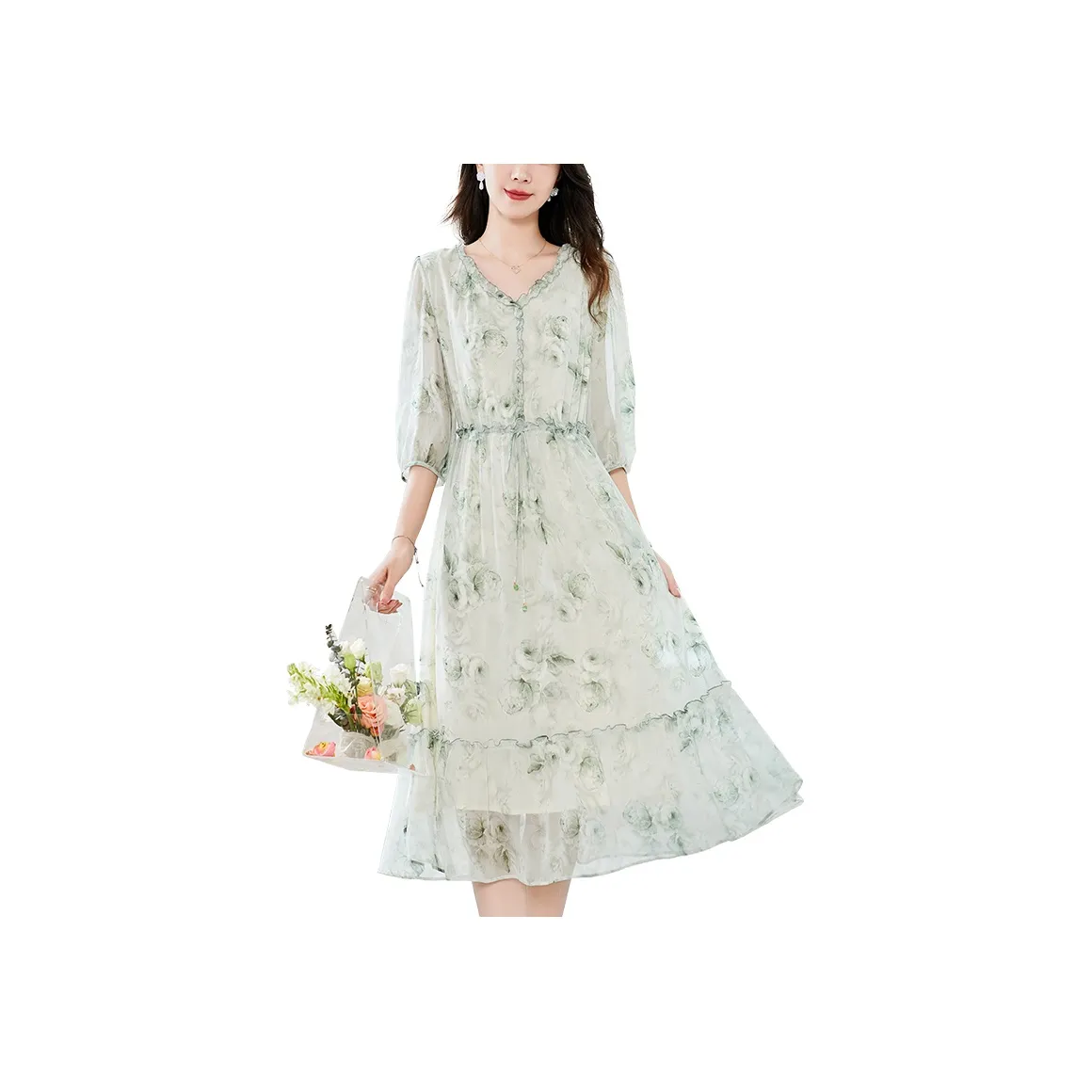 To The West Long Sleeved Dress Women's Green