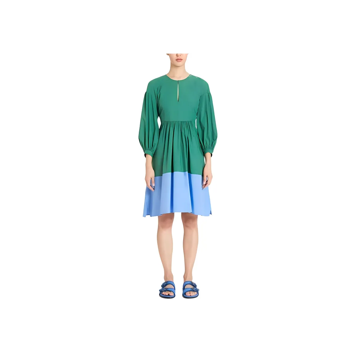 MaxMara Long Sleeved Dress Women's Blue Green Multicolor