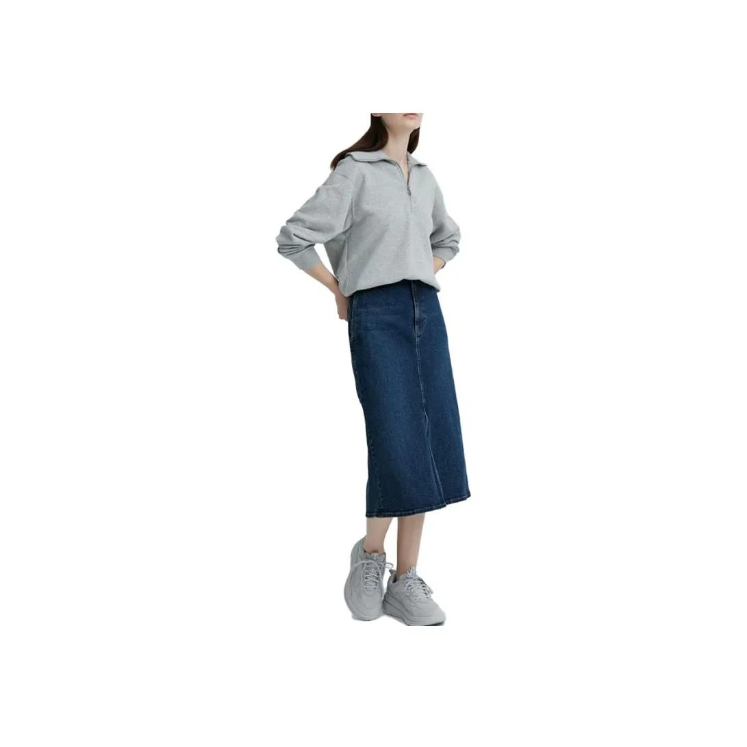 UNIQLO Denim Long Skirts Women's Dark Blue