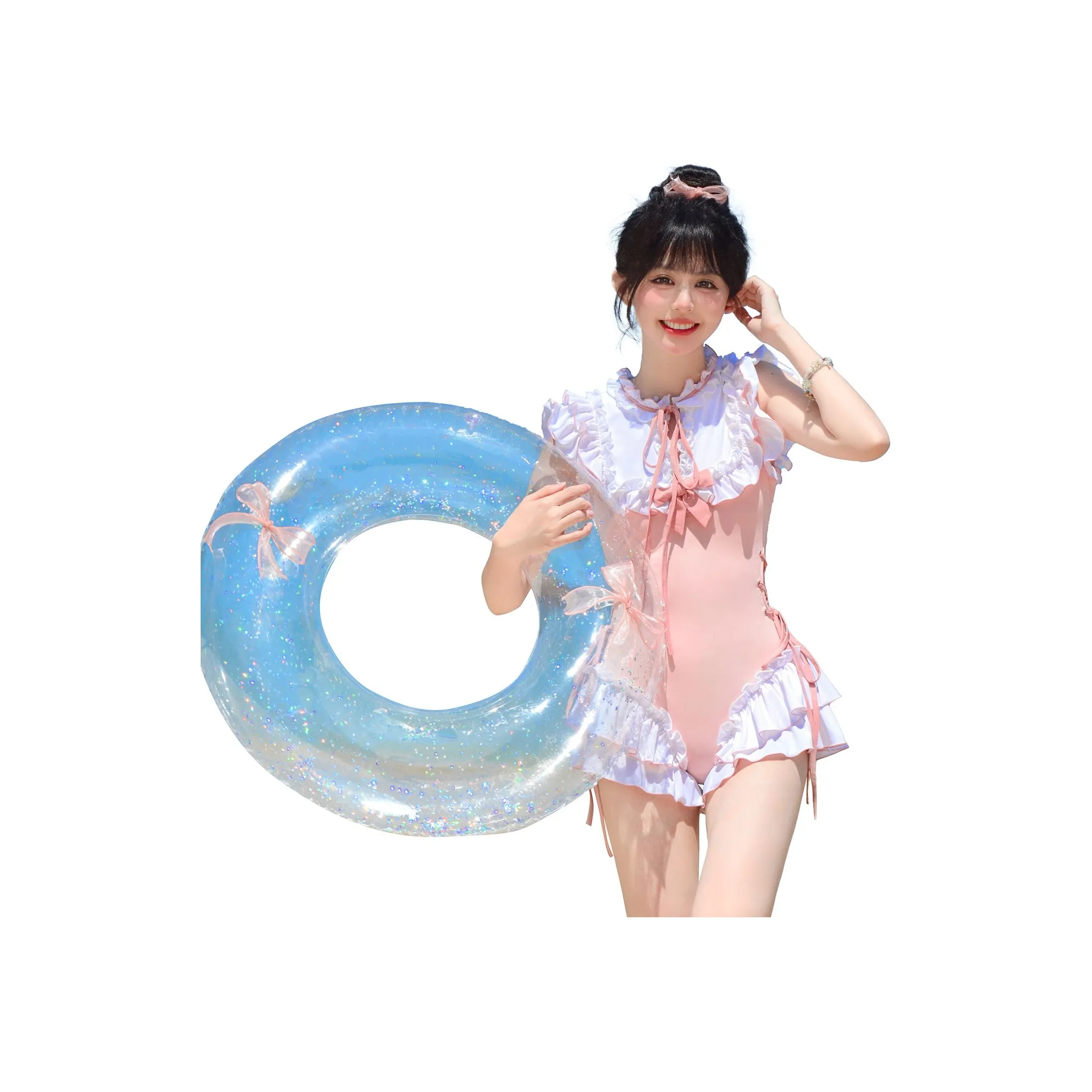 YuChaJia One piece Swimsuit Women's Light Pink