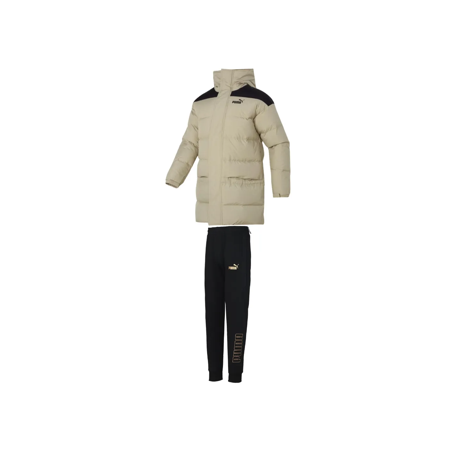 PUMA Casual Sportswear Men's Set Brown Down Jacket+Black Pants