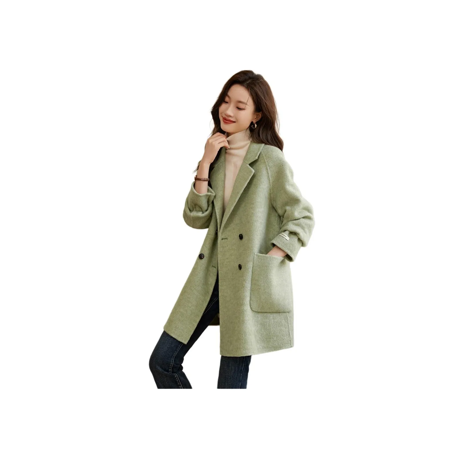 Mo Han Yi Mei Coats Women's Light Green