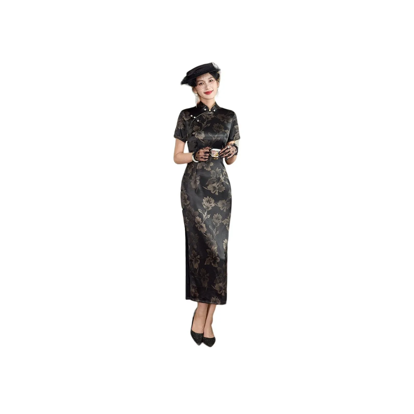 ENEESSI Cheongsam Women's Begonia Flower