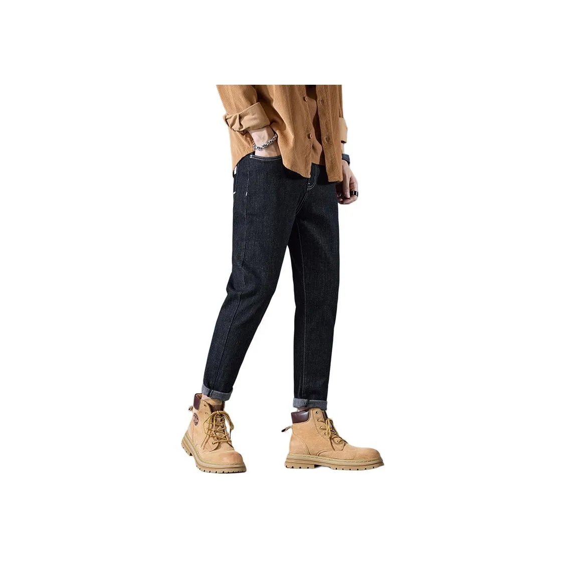 YUQIAN Черный Серый Брюки на щиколотку Мужские Джинсы