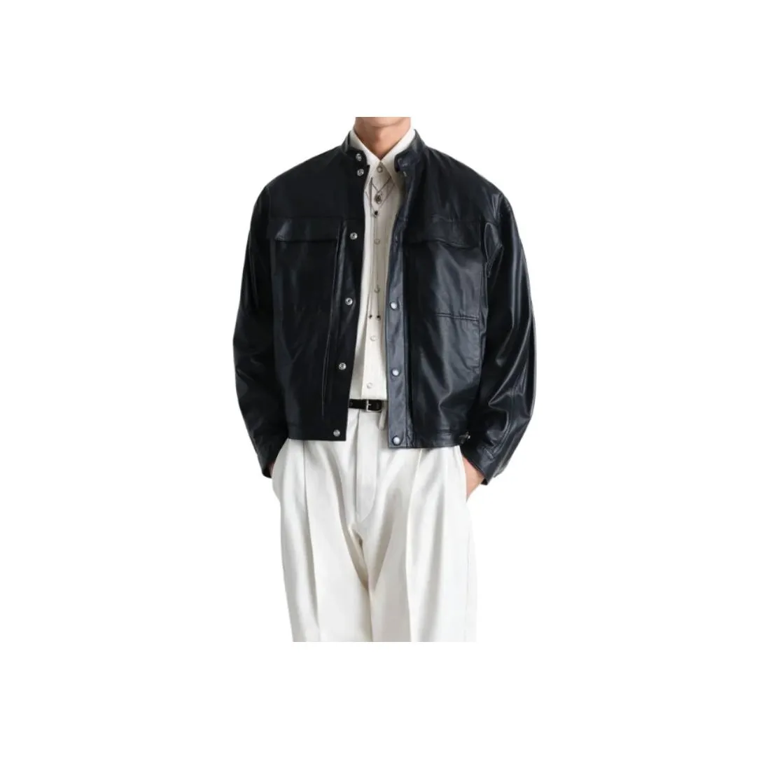 Lemaire Collarless Leather Jacket