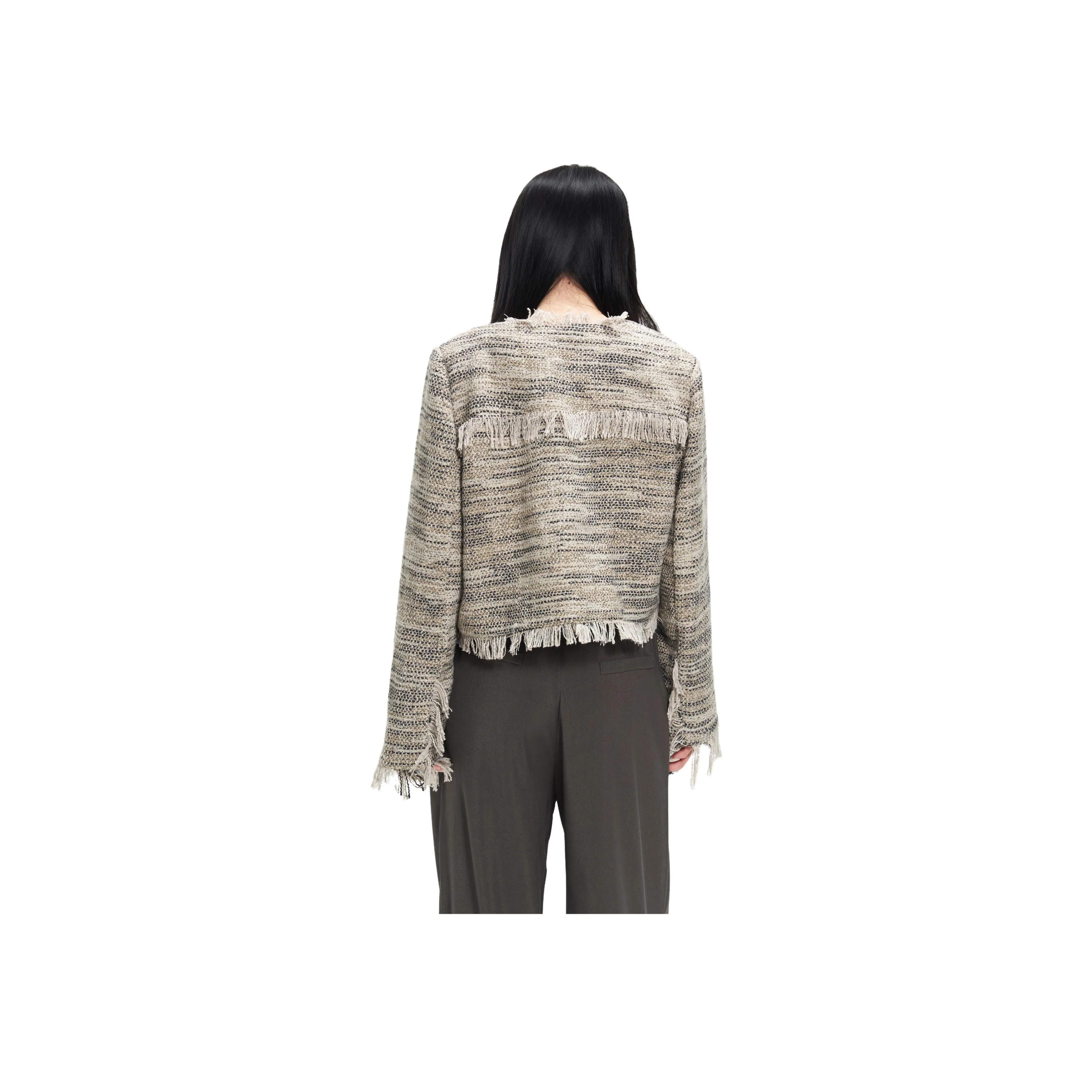 SOLOTARIO Jacket Women's Mixed Color Fringe Chanel Inspired