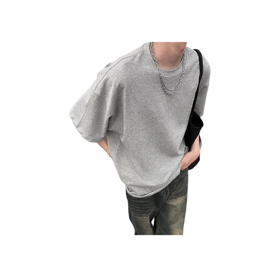 JIARONG Тяжелый 100% хлопок Длина рукава с локтем Рубашка T 2025 Унисекс