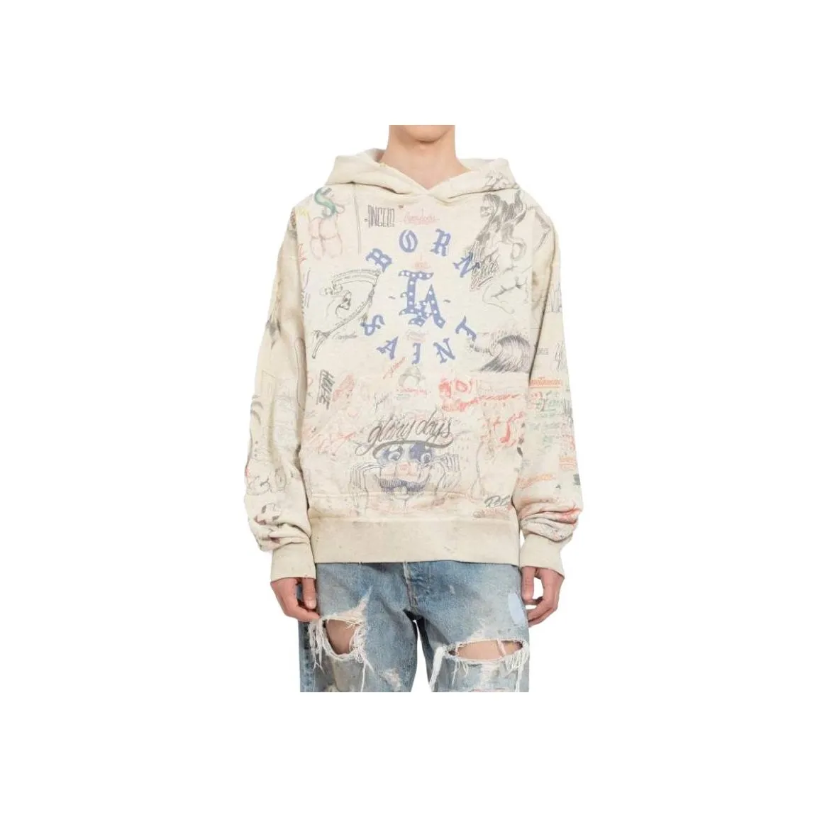 Saint Michael X Born & Raised Hooded Sweatshirt Hoodie