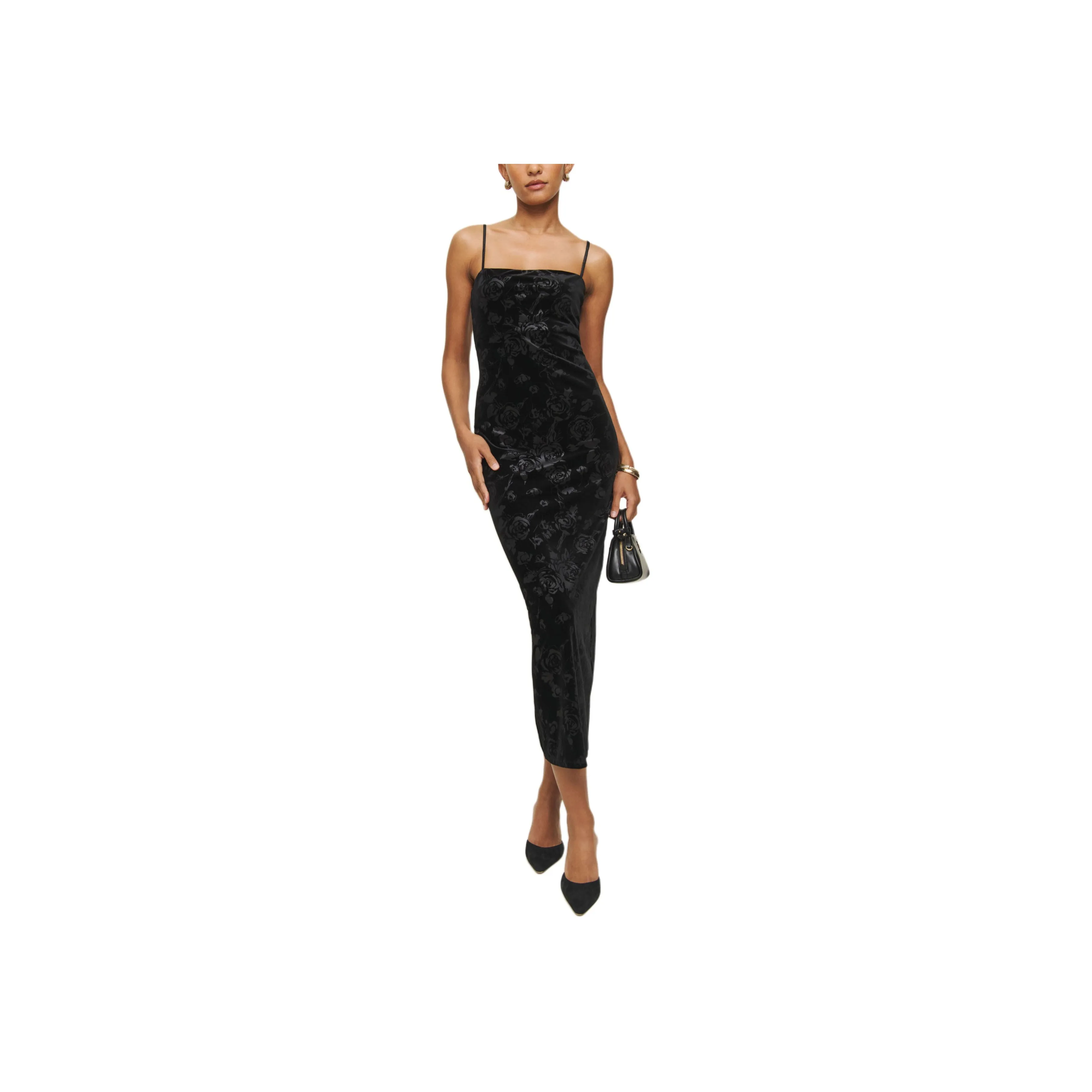 REFORMATION Elise Knit Dress Slip Dresses Women's Black