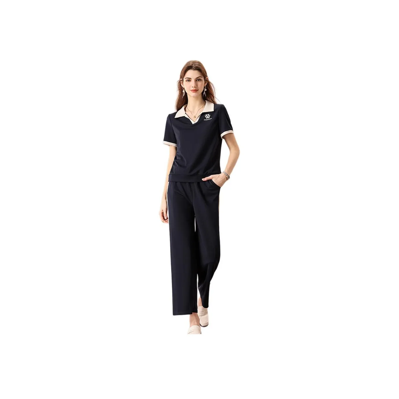 FENHONGMALI Casual Suit Women's Navy Blue