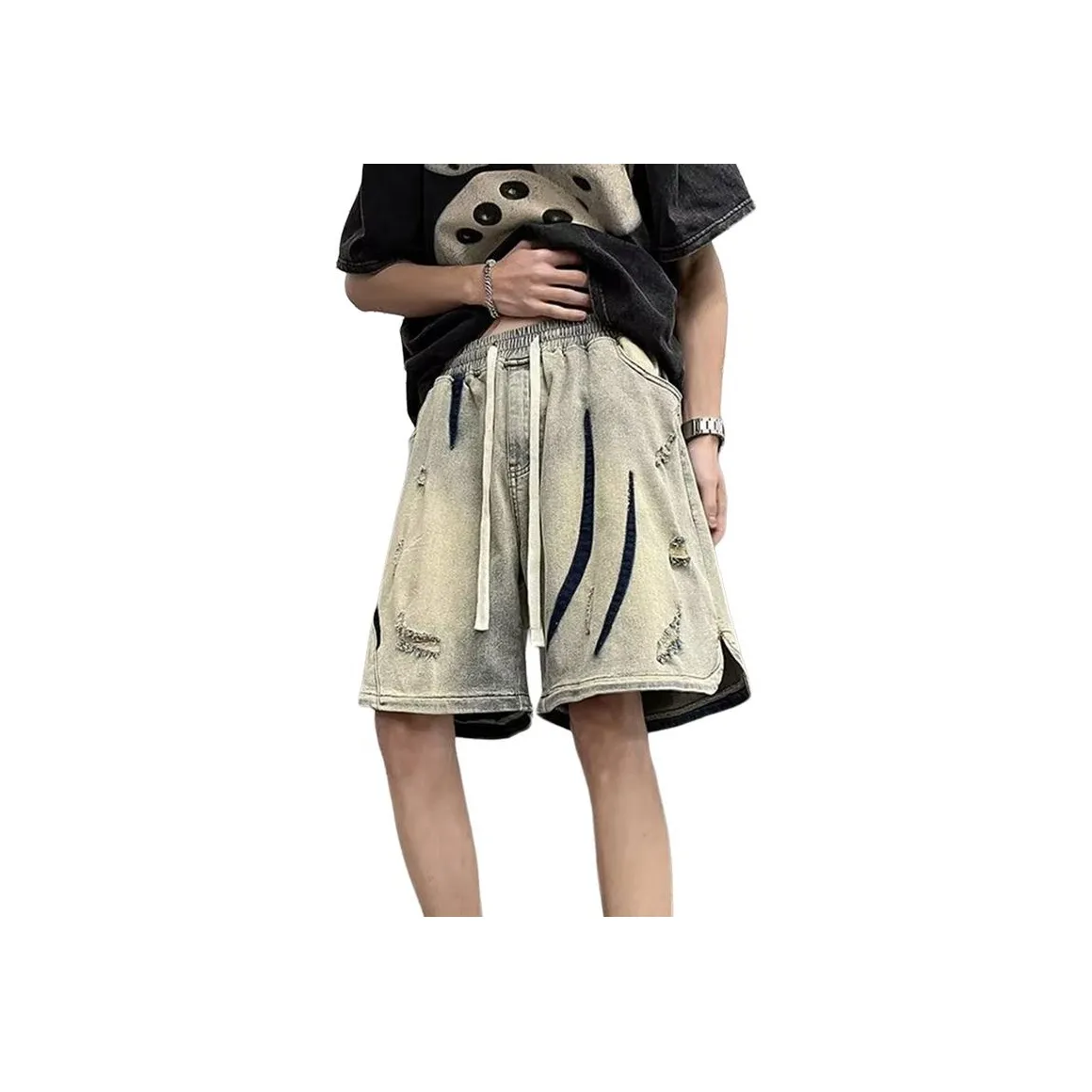 YEARNED Рваные джинсовые шорты унисекс