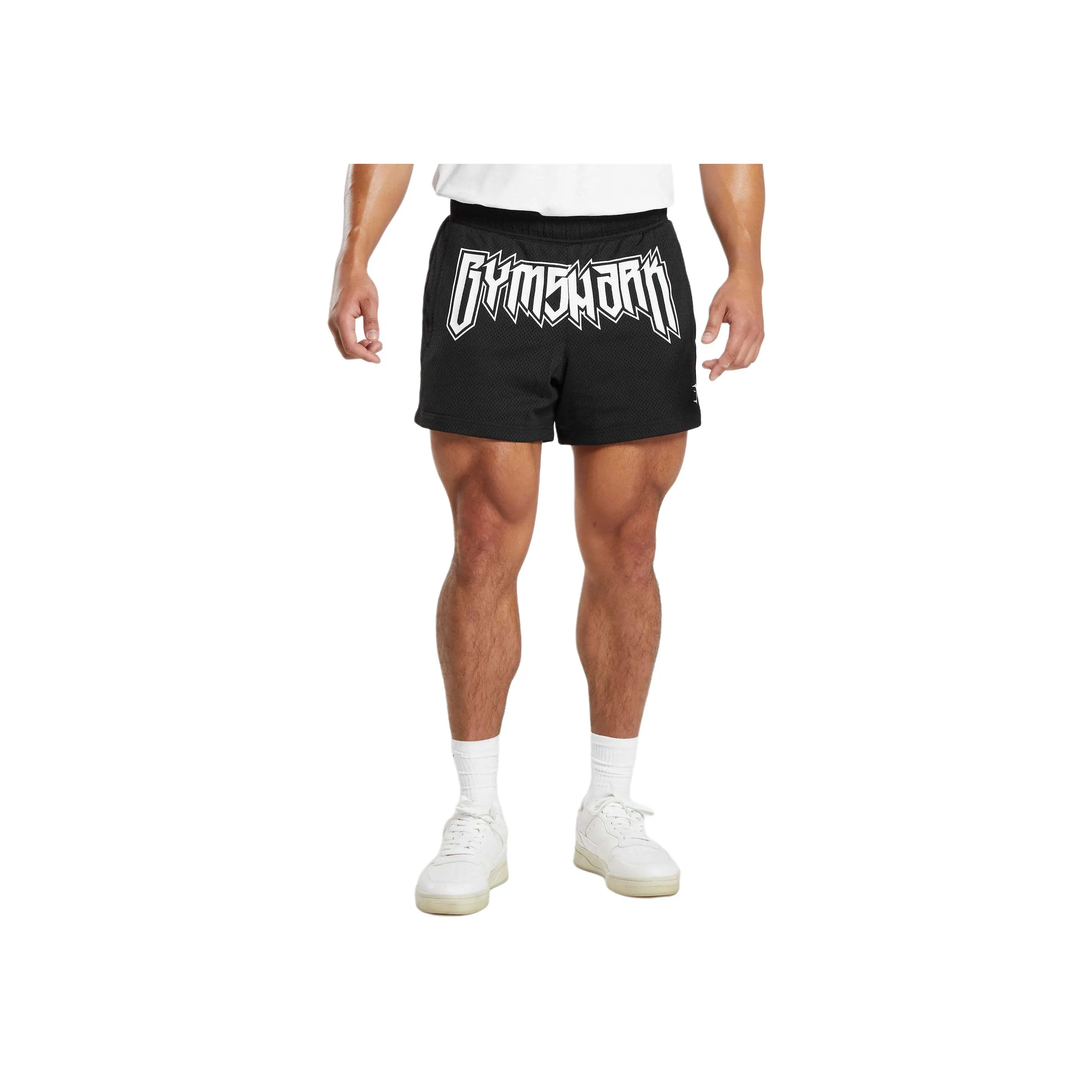 GYMSHARK WORDMARK MESH 5' SHORTS Casual Shorts Men's Black