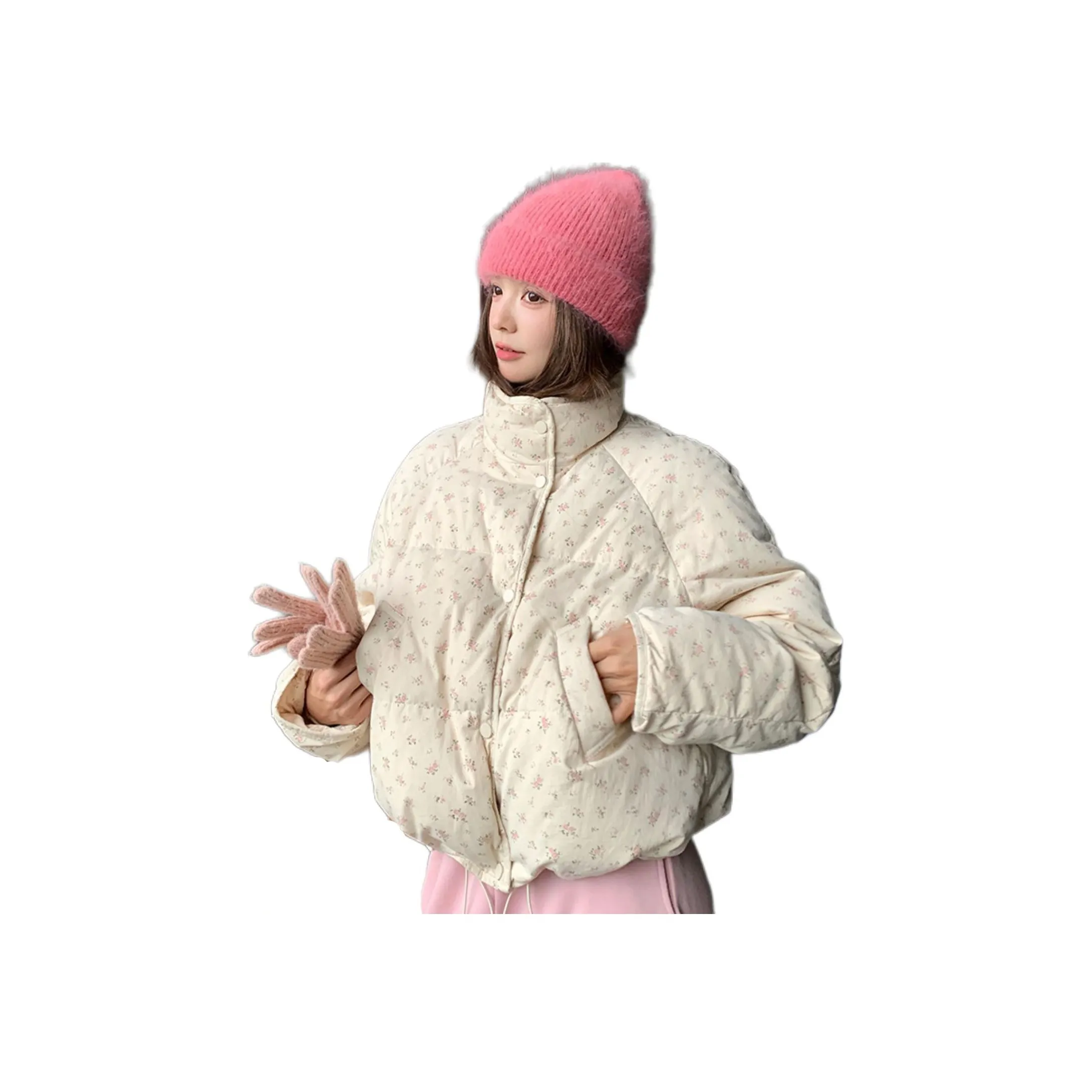 ZUKIZUKI Розовые цветы Женские пуховики