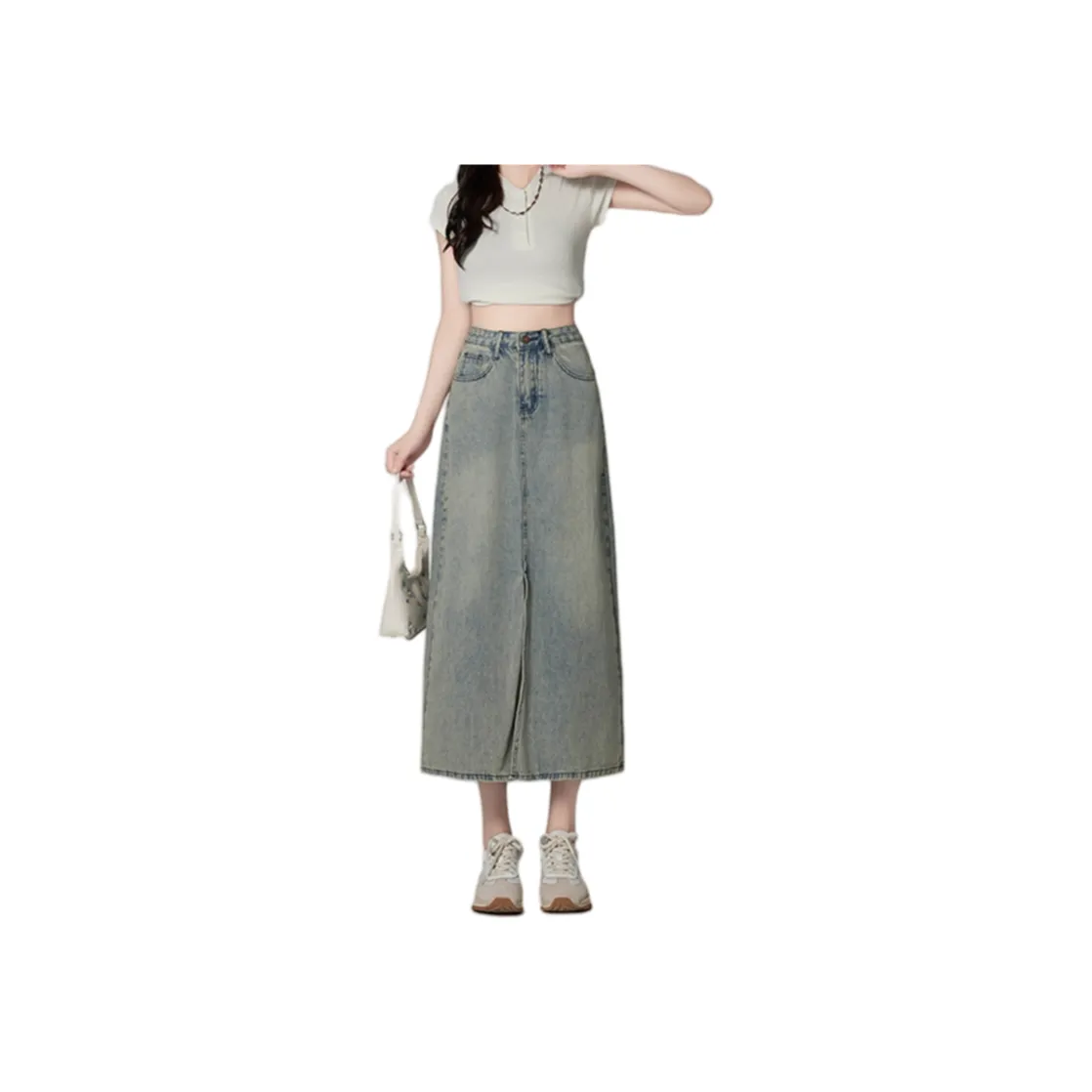 Enhanced Denim Long Skirts Women's Nostalgic Blue