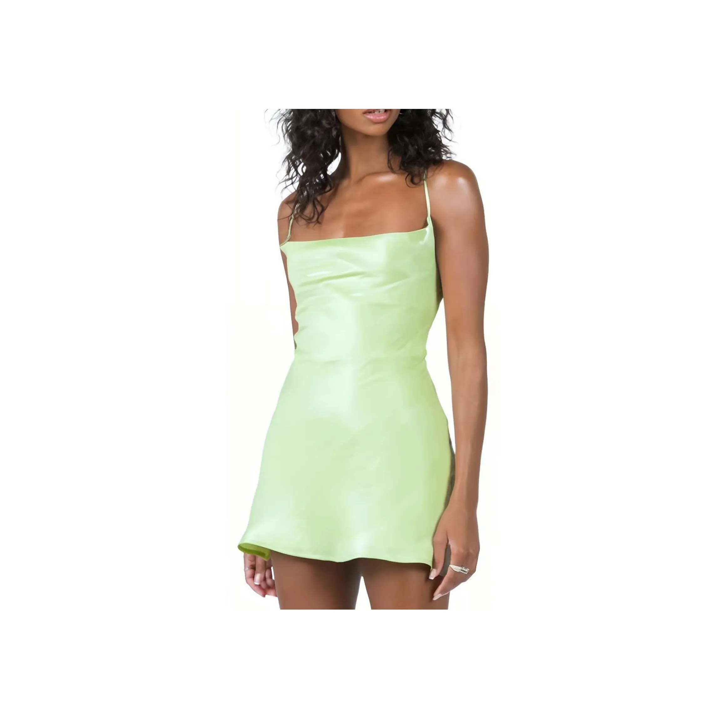 PRINCESS POLLY CELENA MINI DRESS GREEN Slip Dresses Women's GREEN/Green