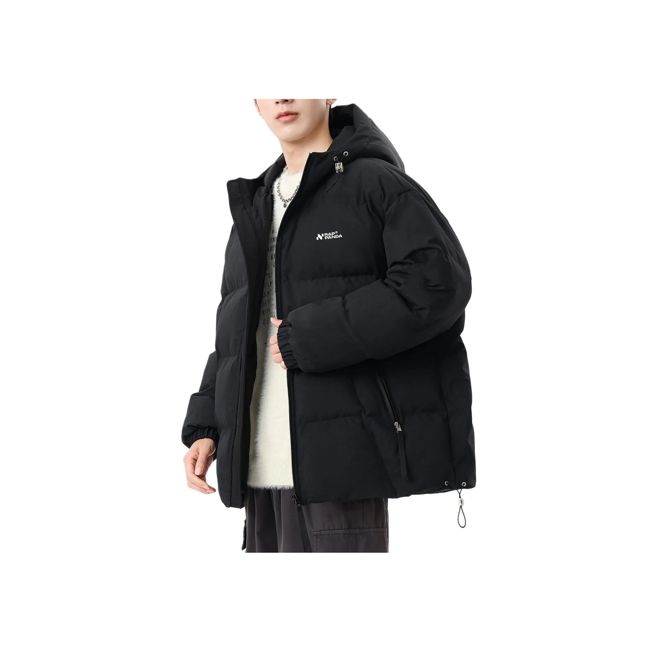 RAP PANDA Хлопковый пуховик унисекс черного цвета