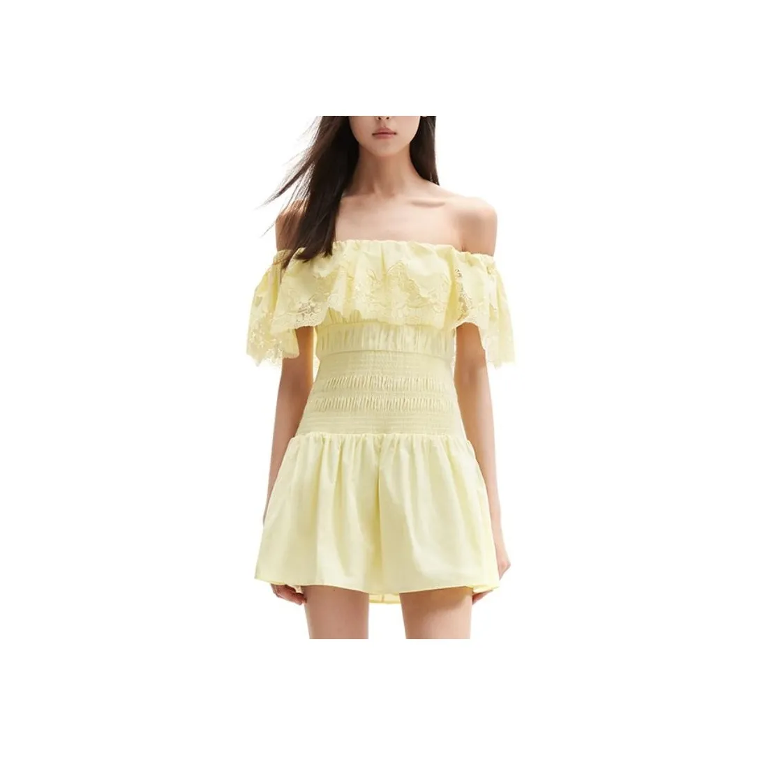 Self portrait Sleeveless Dress Women's Cream Yellow