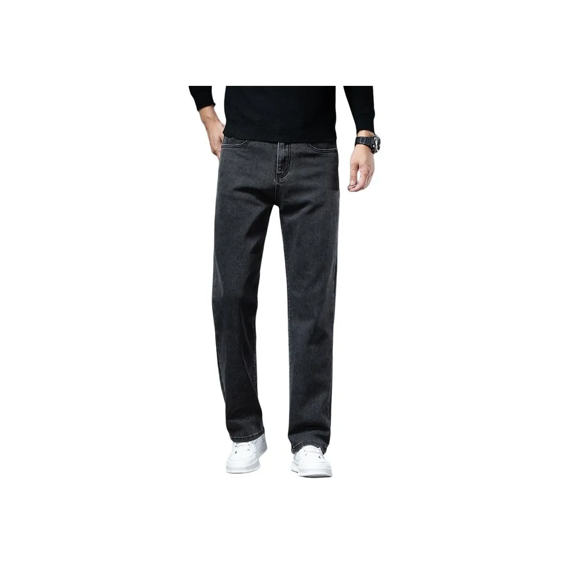 MENING Черный Серый Цвет Унисекс Джинсы