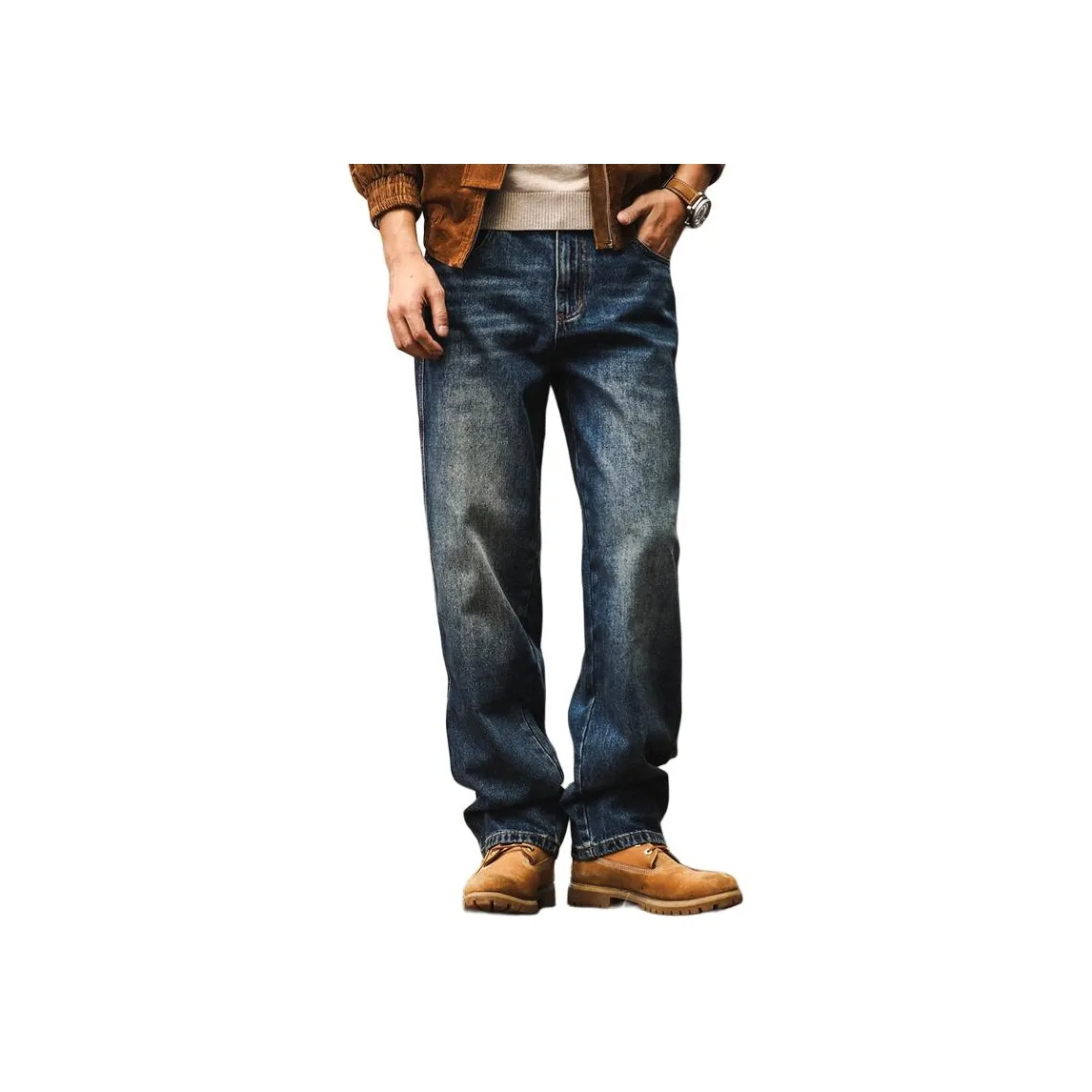 JIELEINUO Синий Мужской Джинсы