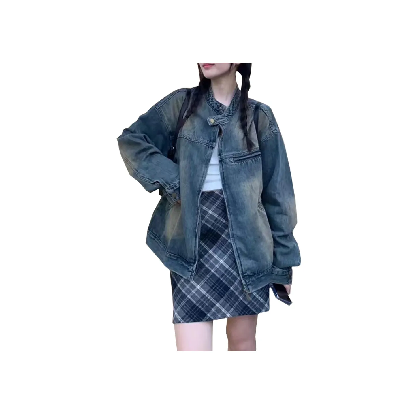 Concubine Zhu Denim Jacket Women's Wasteland Blue Конкубин Чжу Деним Куртка Женская Пустошь Синяя