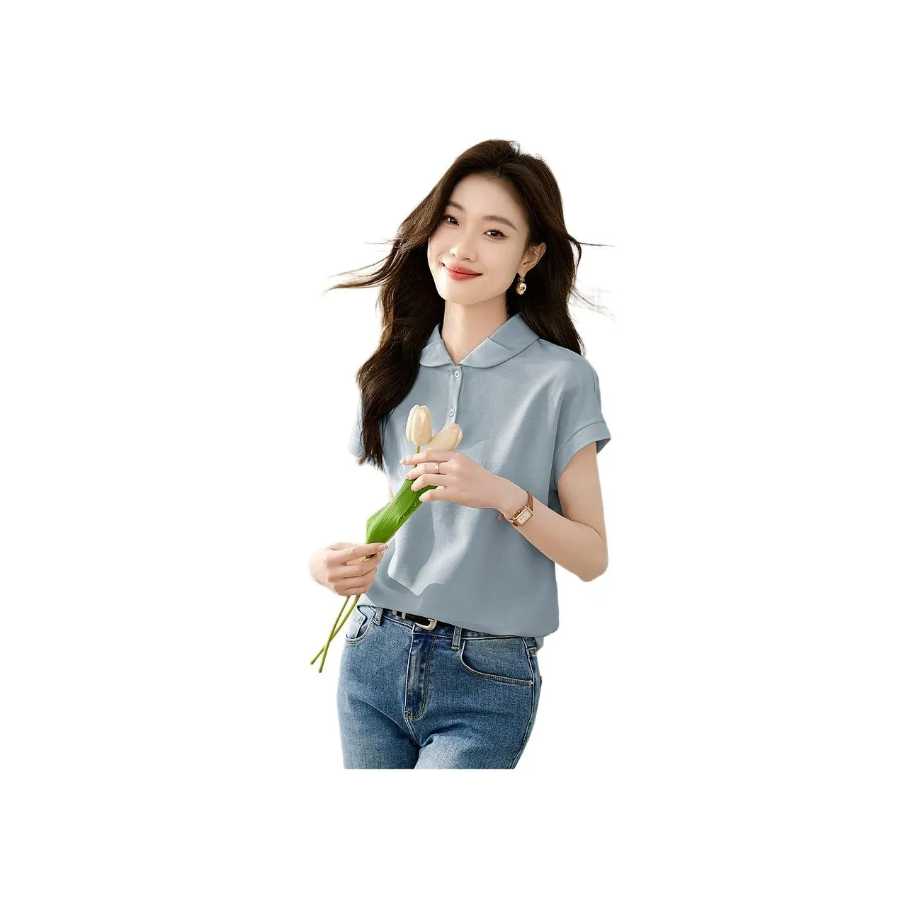 Mo Han Yi Mei Shirt Women's Aqua Blue