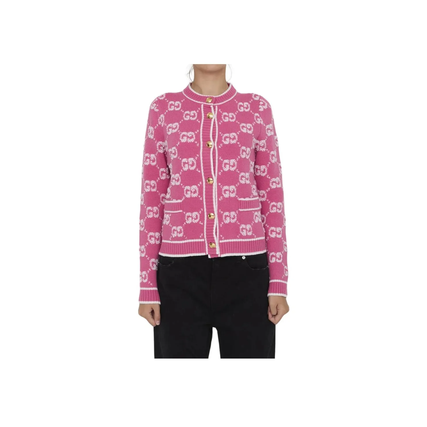 GUCCI Gg Wool Bouclé Jacquard Cardigan 'Baloon Pink'
