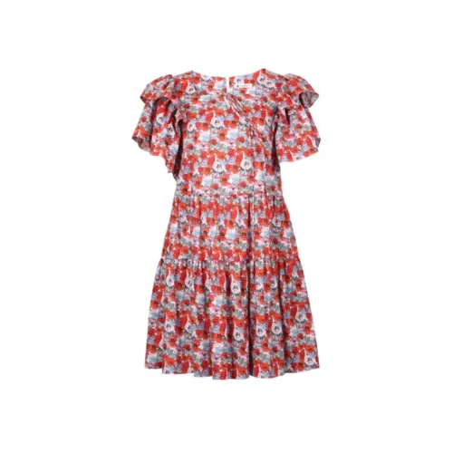 JORYAweekend Red Женские Короткие Платья с Рукавами