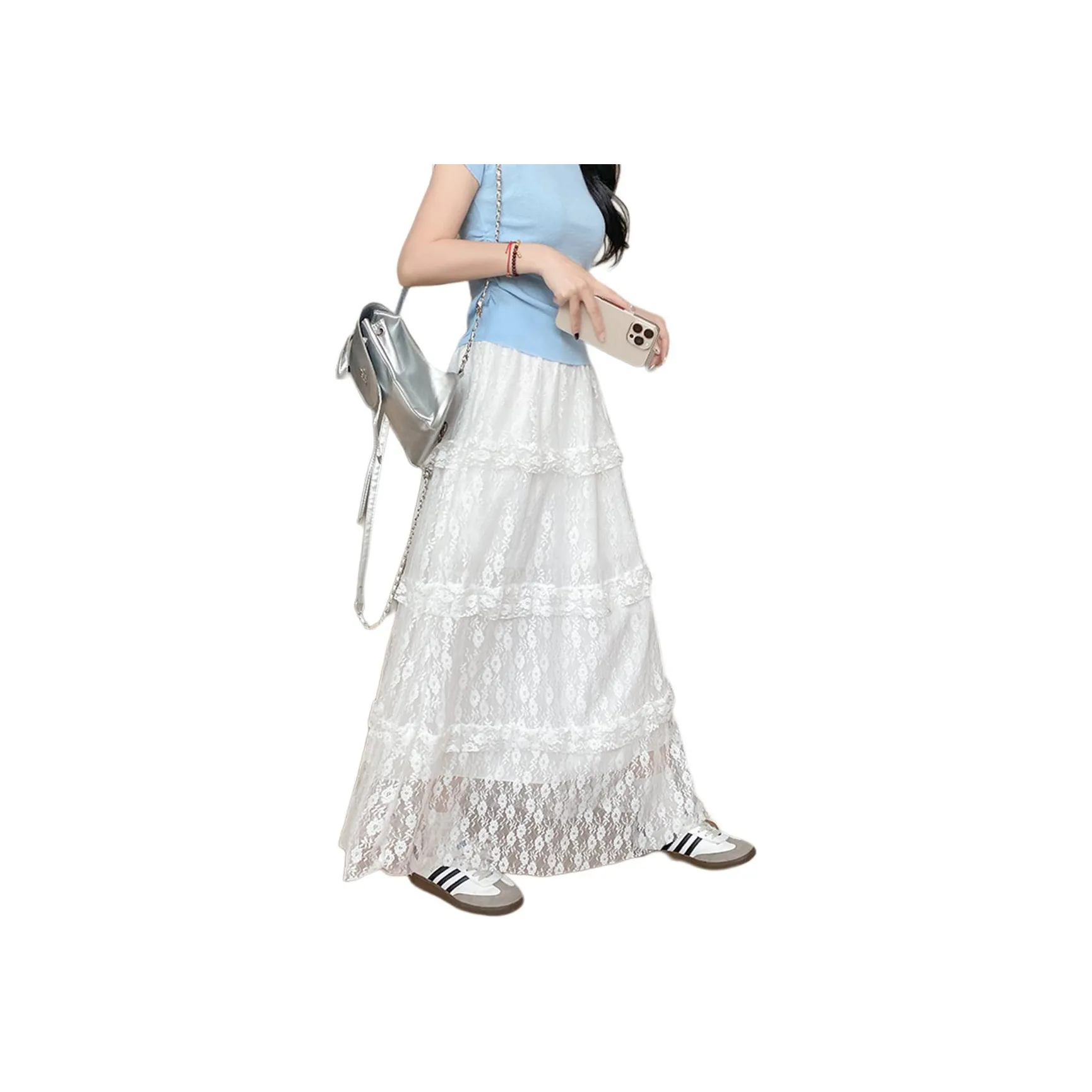 Ya Sheep People Повседневный Длинный Юбка Женская Белая