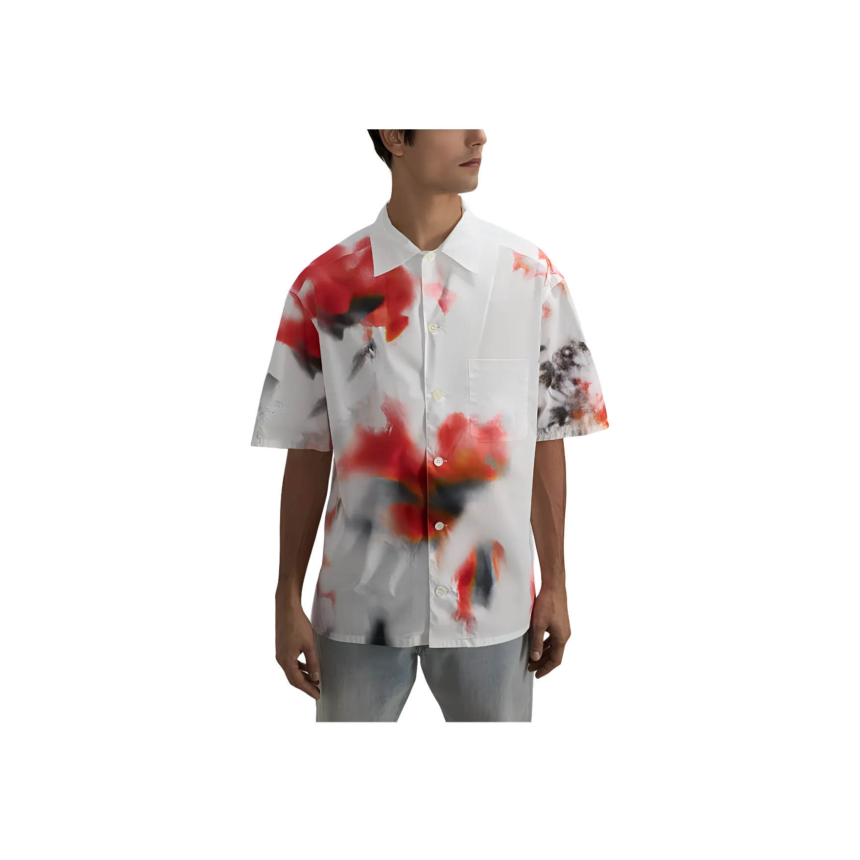 Alexander McQueen Obscured Flower Buttoned Bowling Shirt