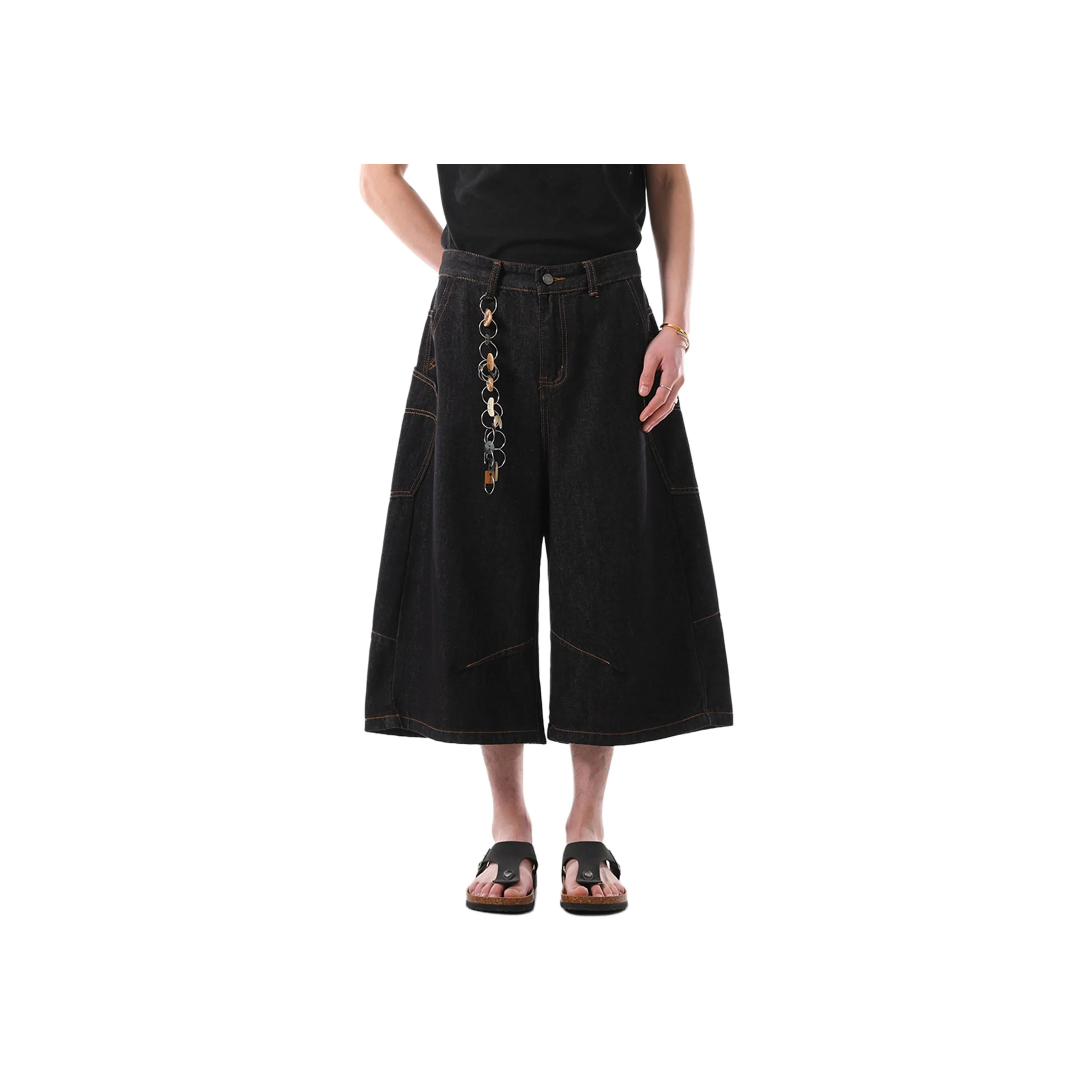 BQODQO Джинсовые шорты Унисекс Черный