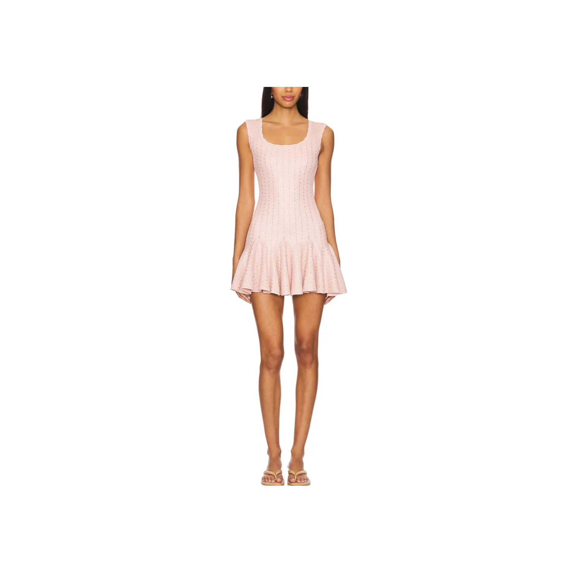 LOVESHACKFANCY Flared Knit Mini Dress