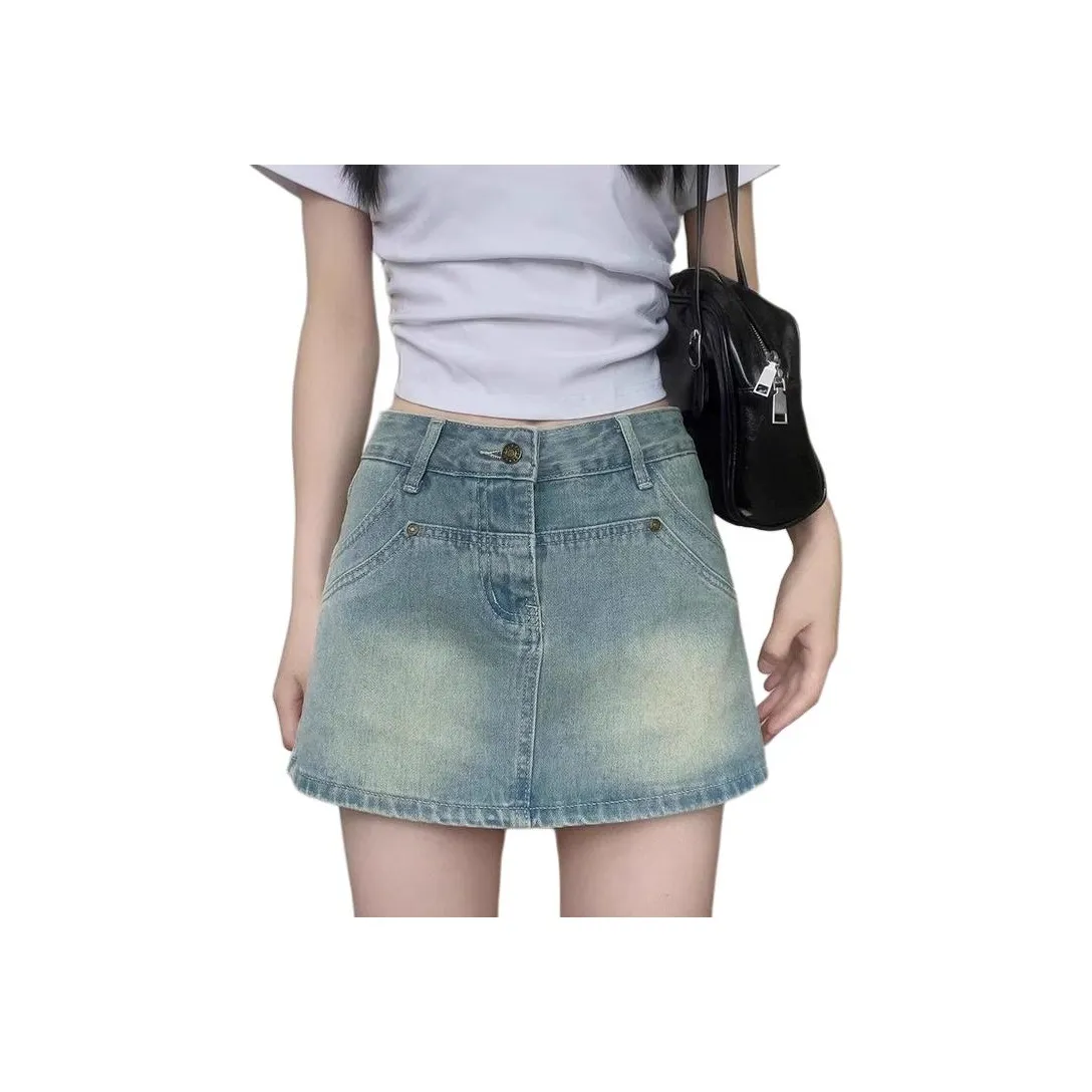 YEARNED Джинсовые короткие юбки Женские Светло-синие