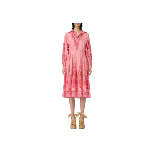 ETRO Розовые Женские Длинные Платья с Рукавами