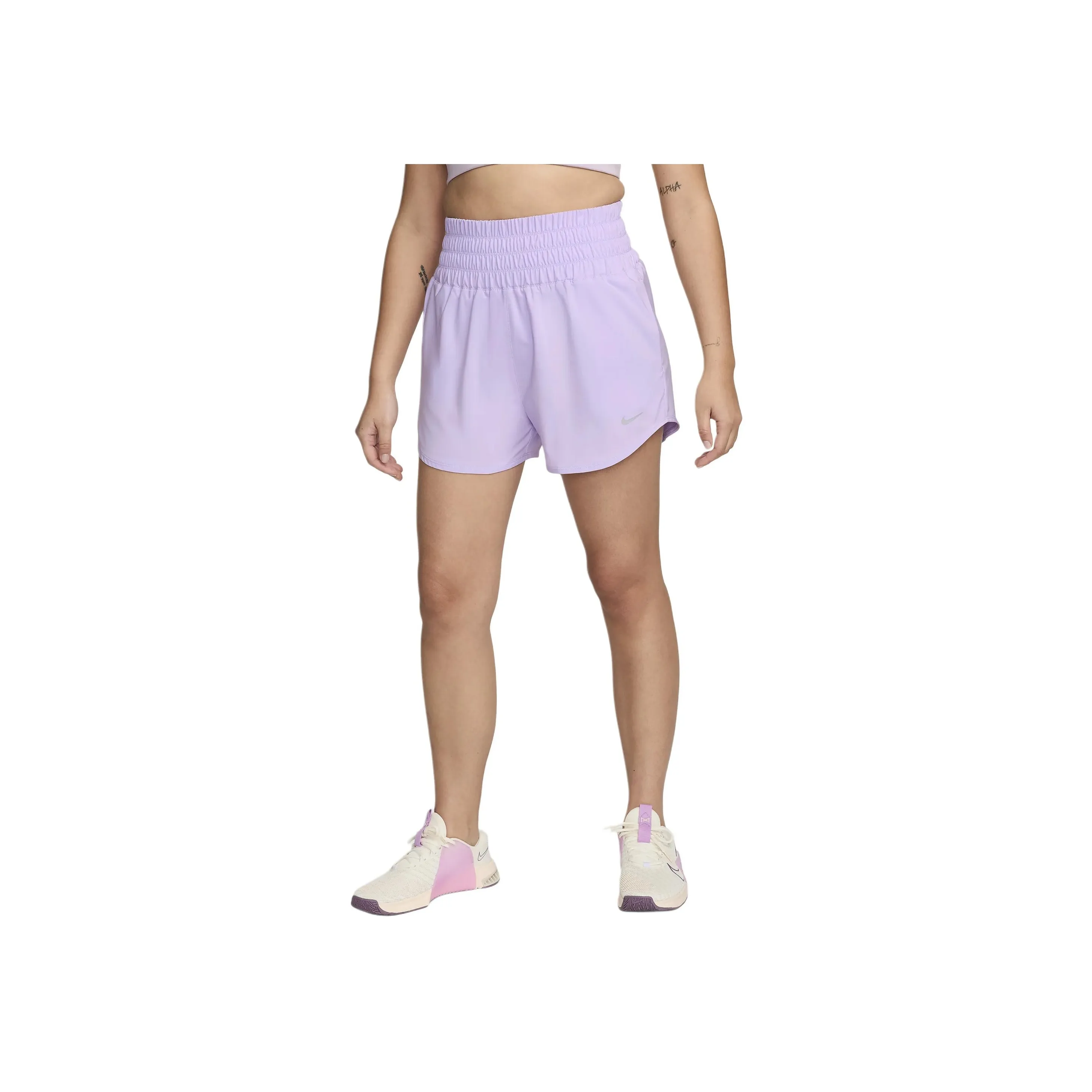 Nike One Dri FIT Ultra High Waisted 8cm Casual Shorts Women's Lilac Multicolor