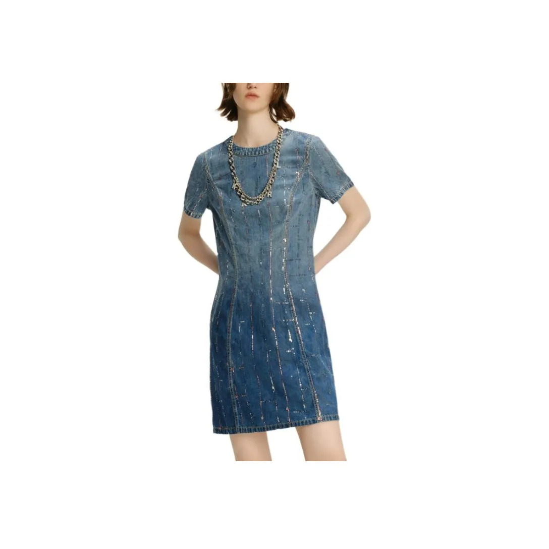 KARL LAGERFELD Короткий рукав Платье Женское Синий
